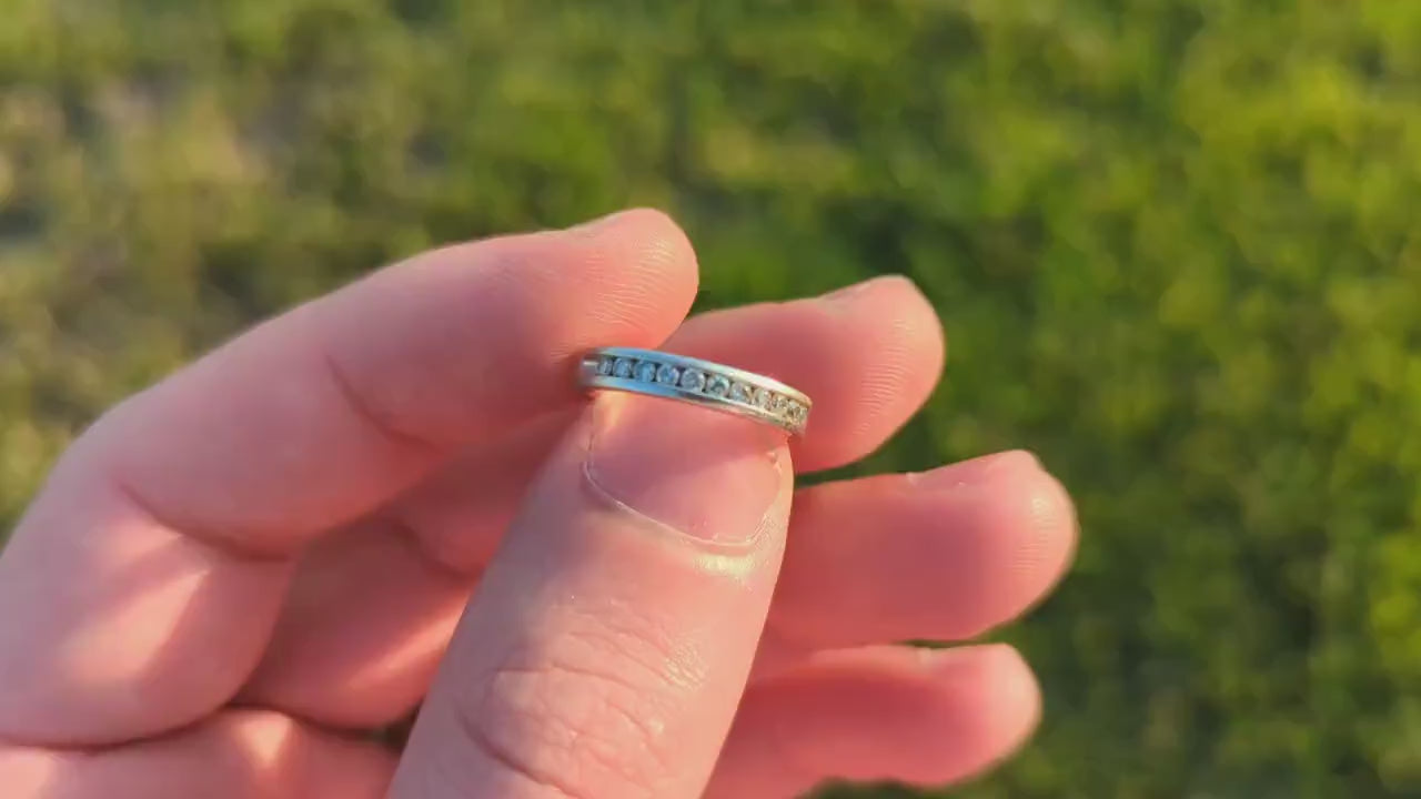 14k Channel Diamond Eternity Wedding Band. Unisex Diamond channel eternity ring . Comfort fit. st(176)