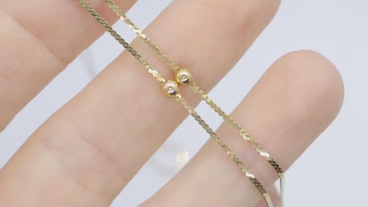 14k S-Link Serpentine BEAD necklace. Italy. 24in 1mm wide 2.7grams chain