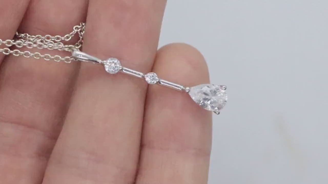 14k CZ Drop Journey pendant and 14k cable necklace