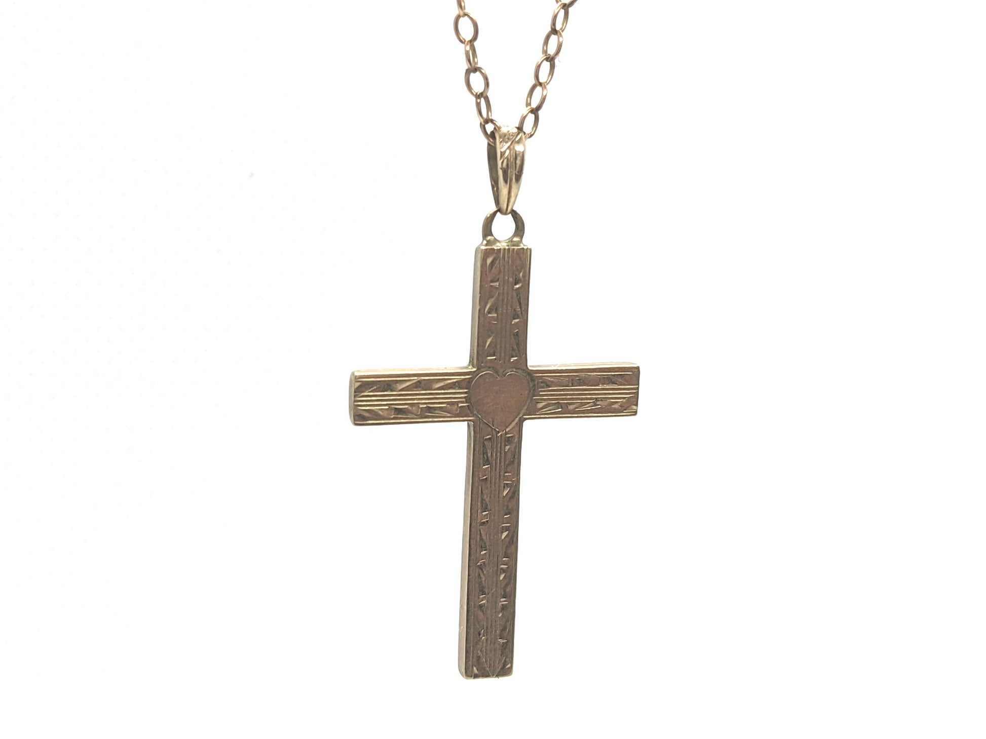 10k Cross Pendant and 10k Rolo Chain necklace