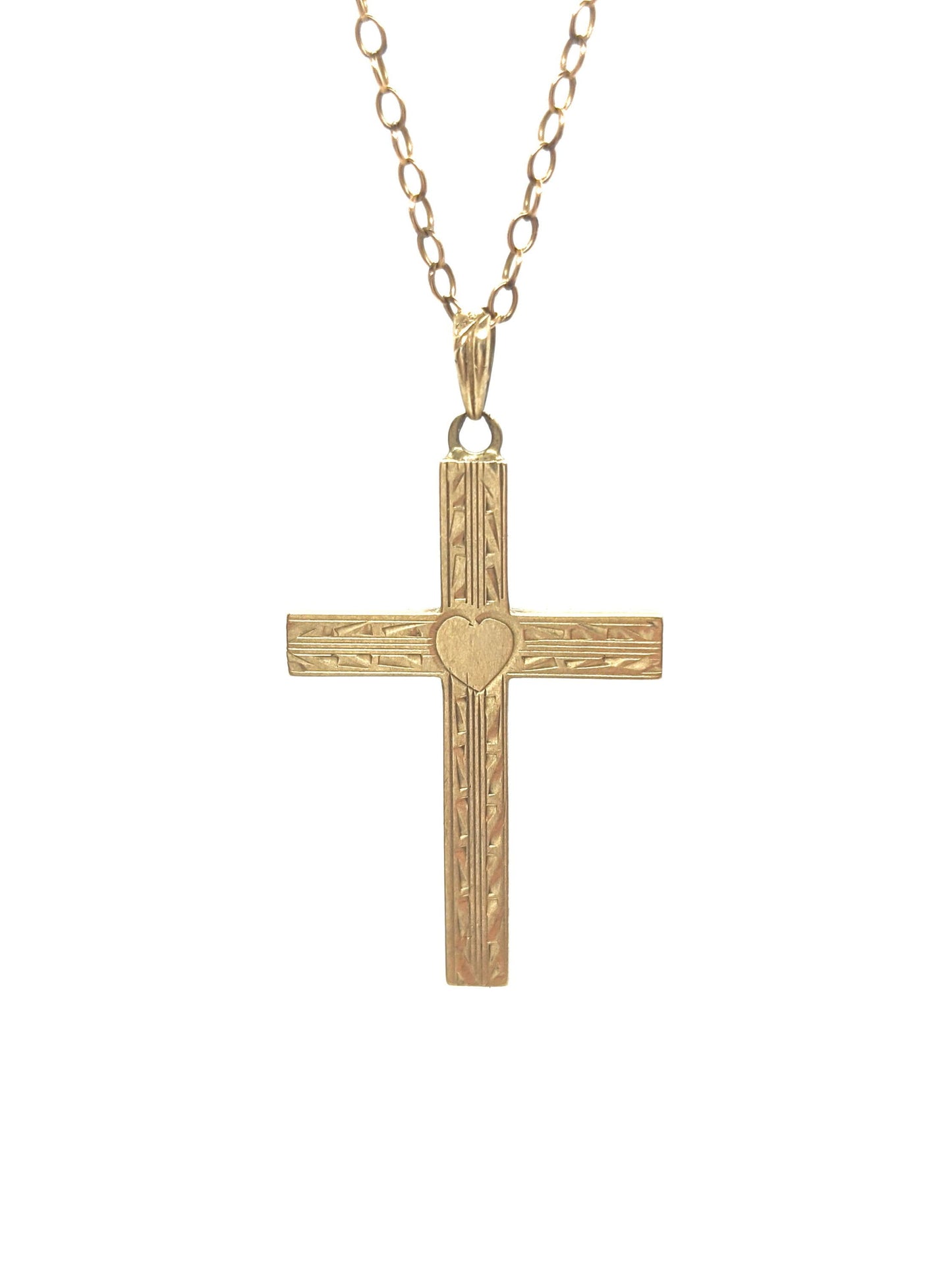 10k Cross Pendant and 10k Rolo Chain necklace