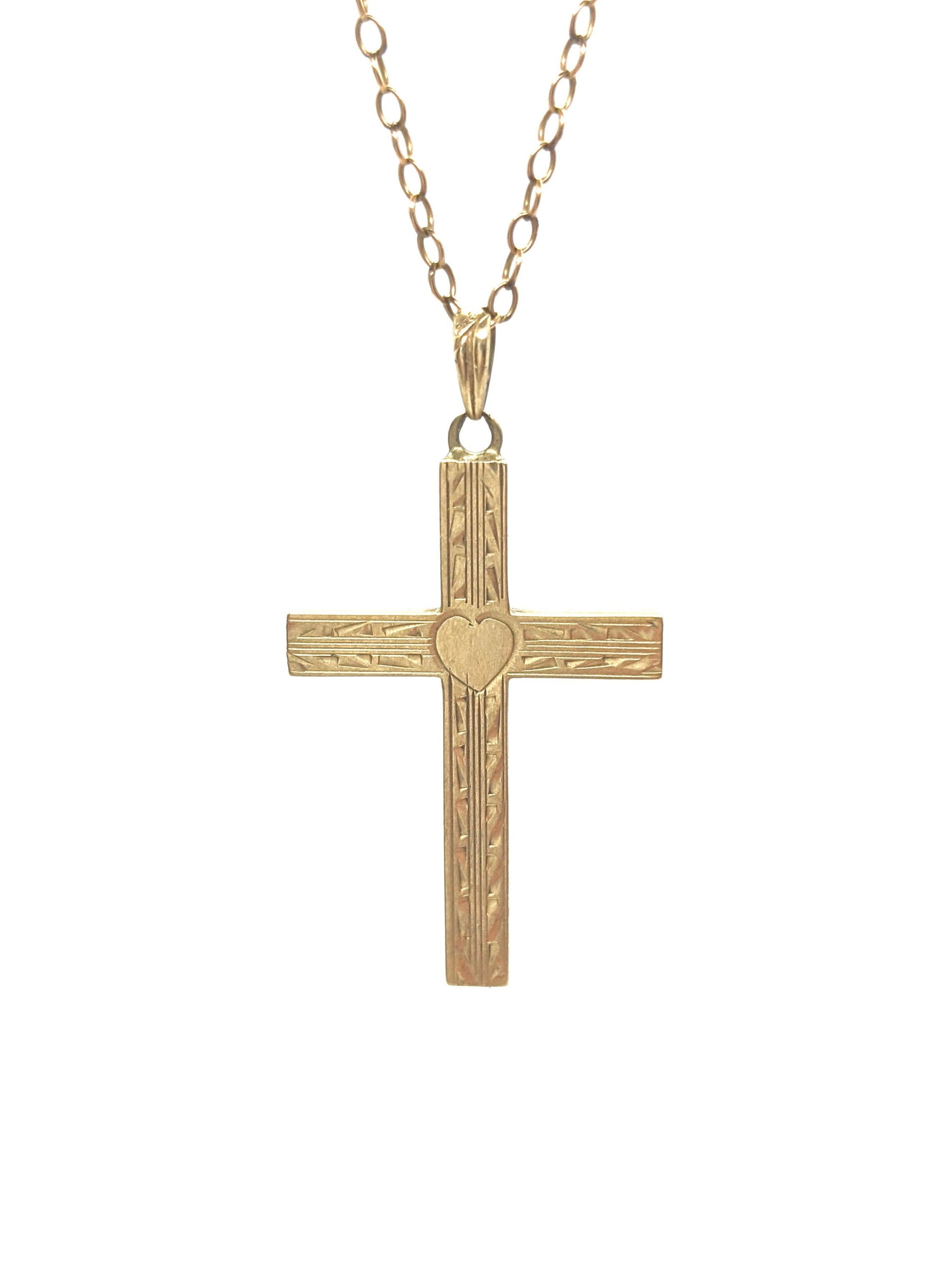 10k Cross Pendant and 10k Rolo Chain necklace