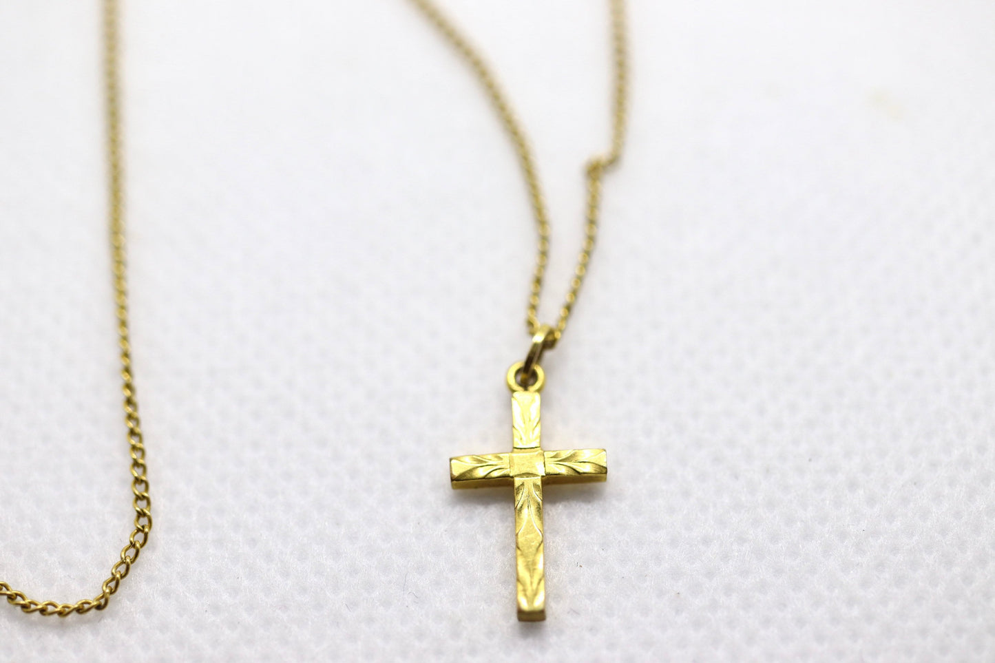 Vintage Tiny 12k 1/20 Gold Filled LeStage Infant / Baby cross necklace