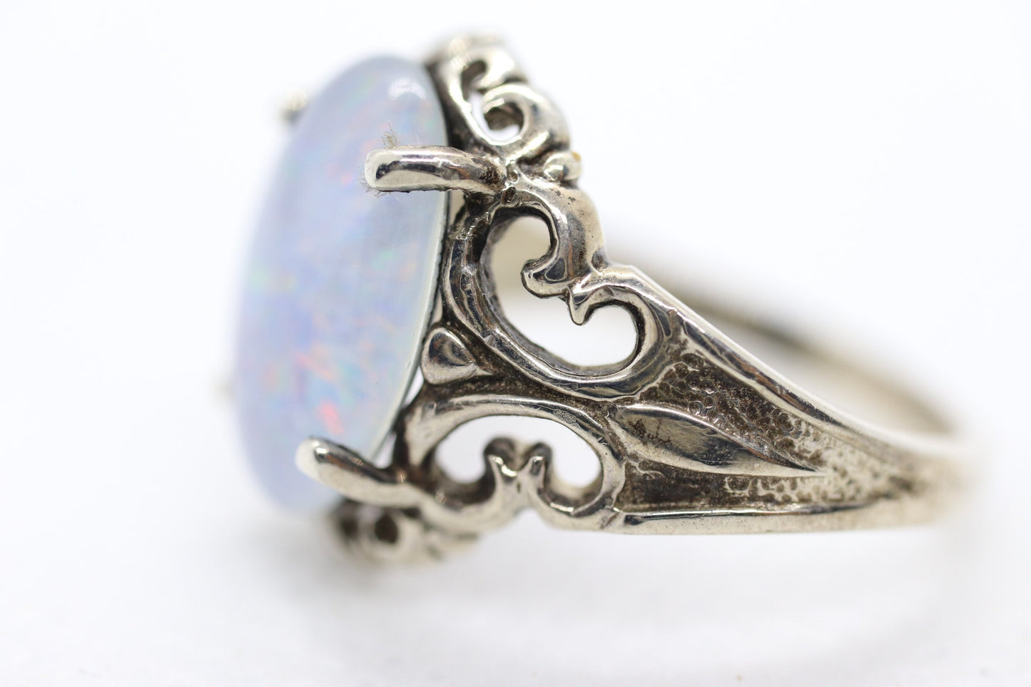 Synthetic Opal Sterling Silver Statement Ring