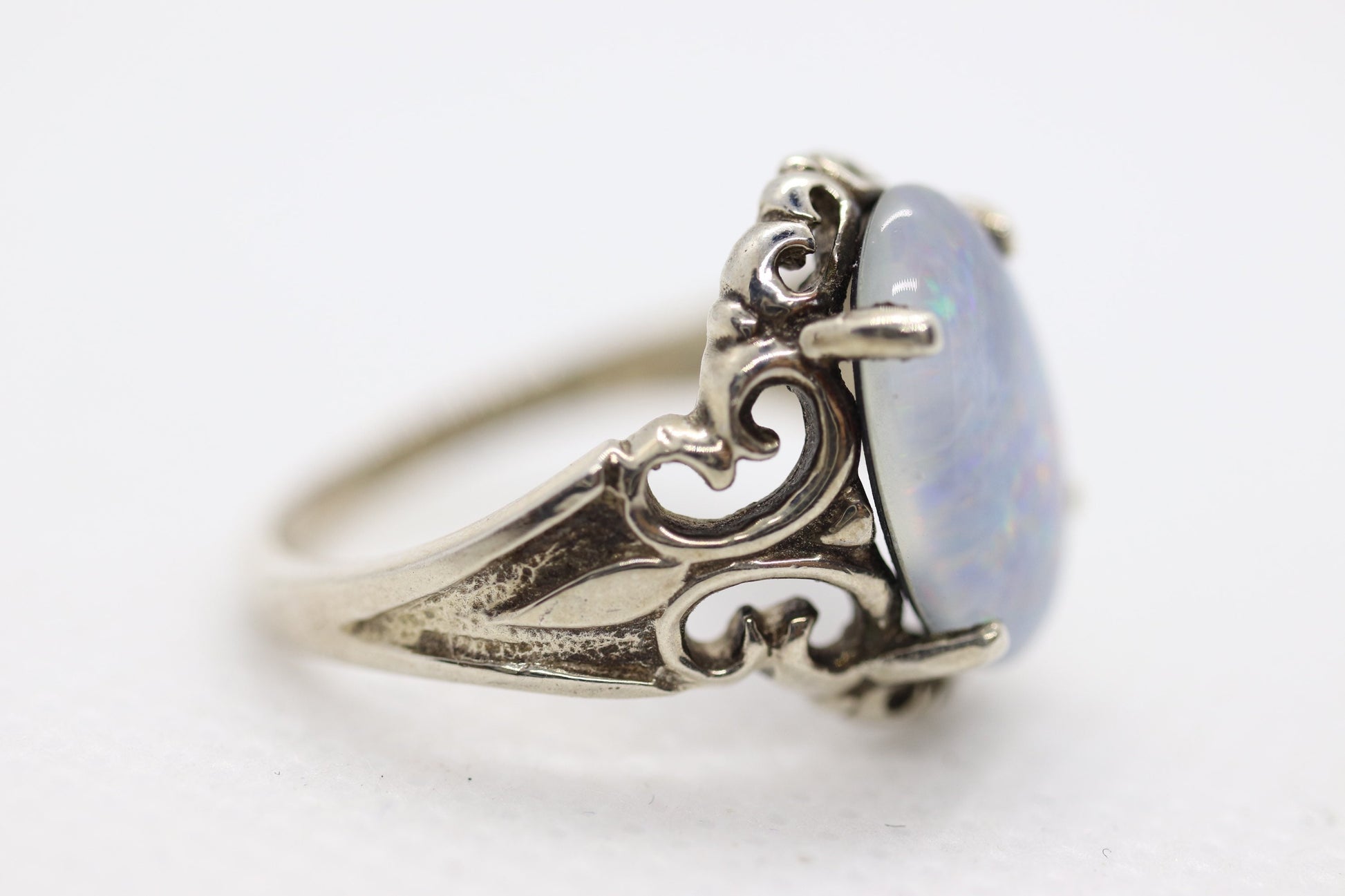 Synthetic Opal Sterling Silver Statement Ring