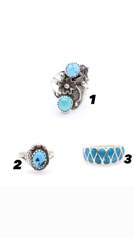 Vintage Turquoise Navajo Rings. Sterling Silver 925 Southwestern rings