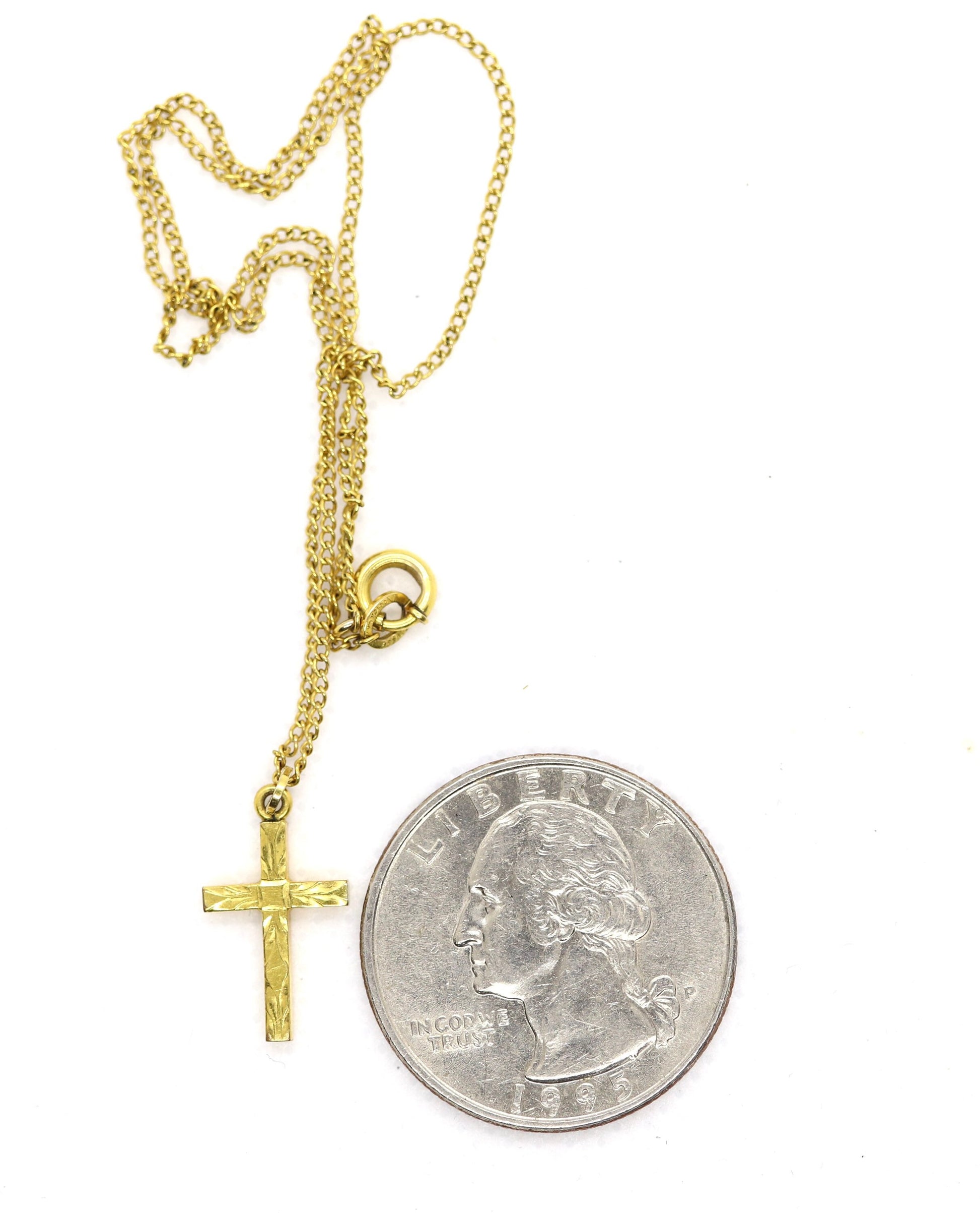 Vintage Tiny 12k 1/20 Gold Filled LeStage Infant / Baby cross necklace