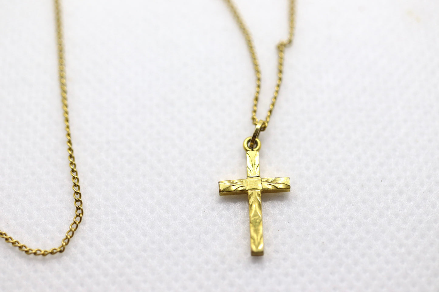 Vintage Tiny 12k 1/20 Gold Filled LeStage Infant / Baby cross necklace