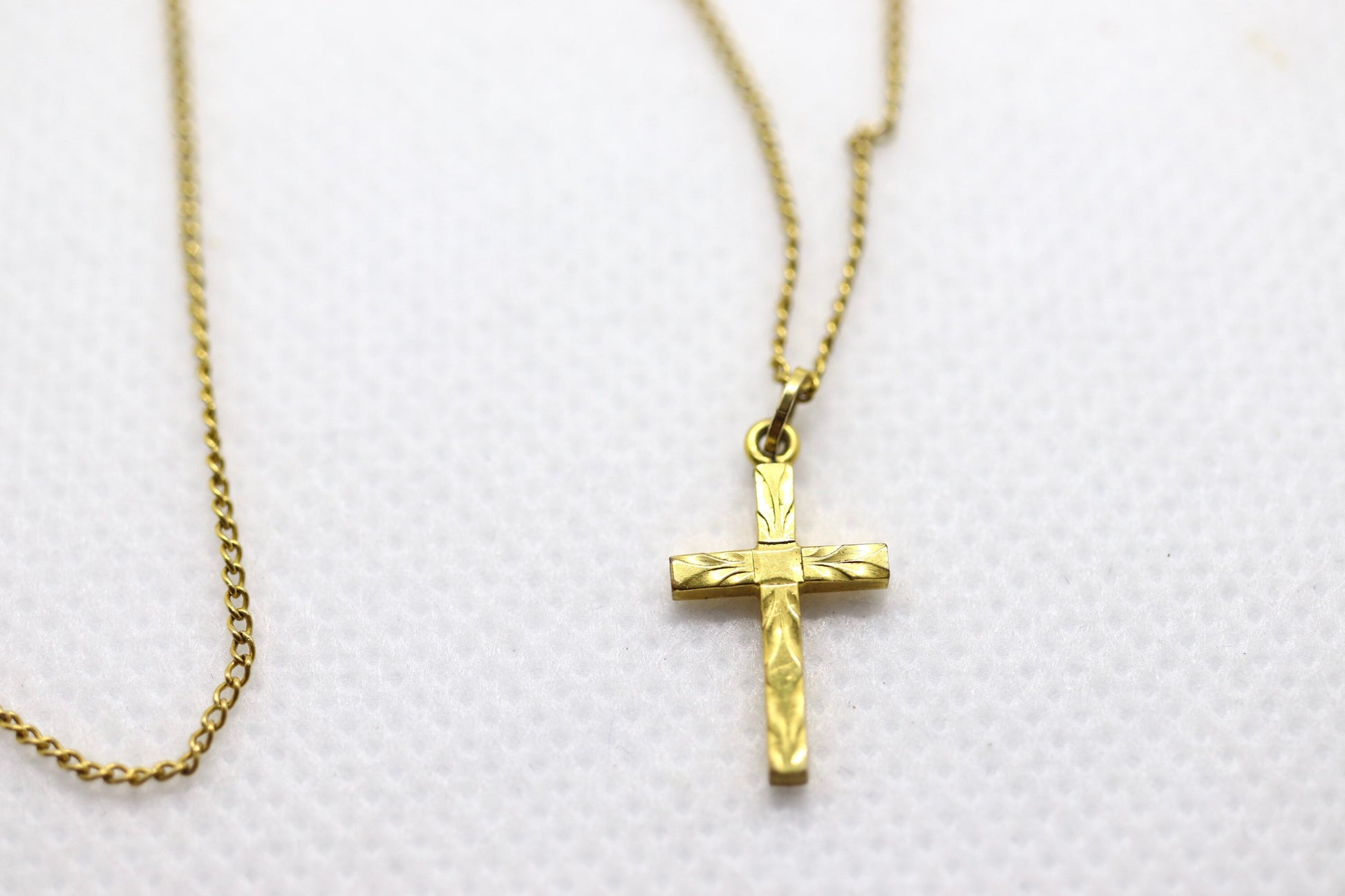 Vintage Tiny 12k 1/20 Gold Filled LeStage Infant / Baby cross necklace