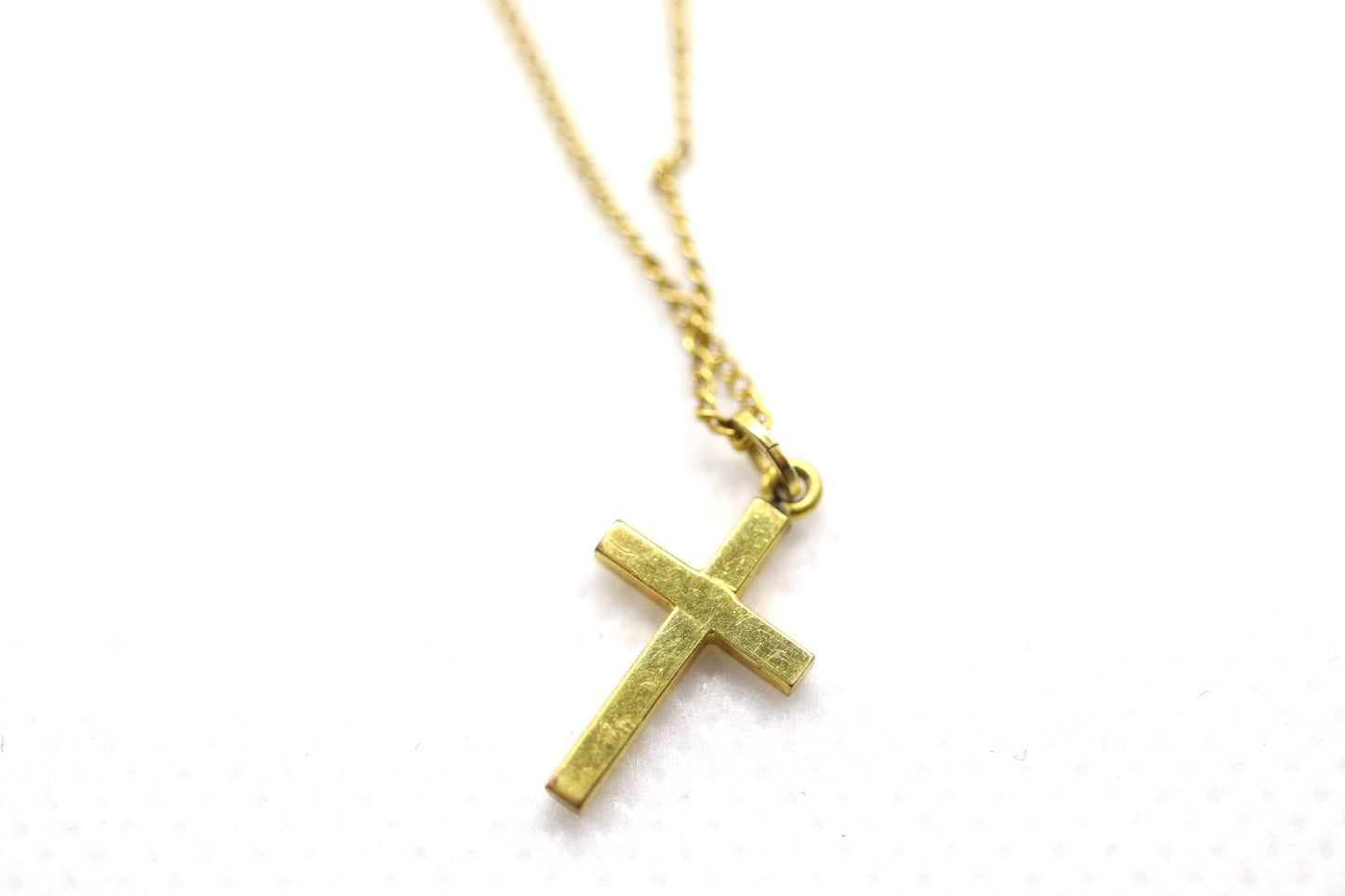 Vintage Tiny 12k 1/20 Gold Filled LeStage Infant / Baby cross necklace