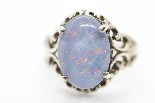 Synthetic Opal Sterling Silver Statement Ring