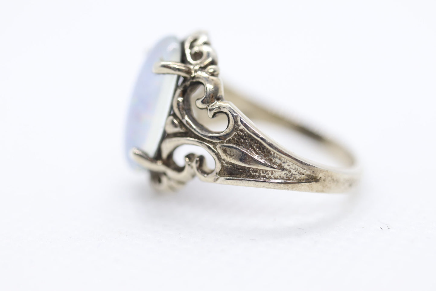 Synthetic Opal Sterling Silver Statement Ring