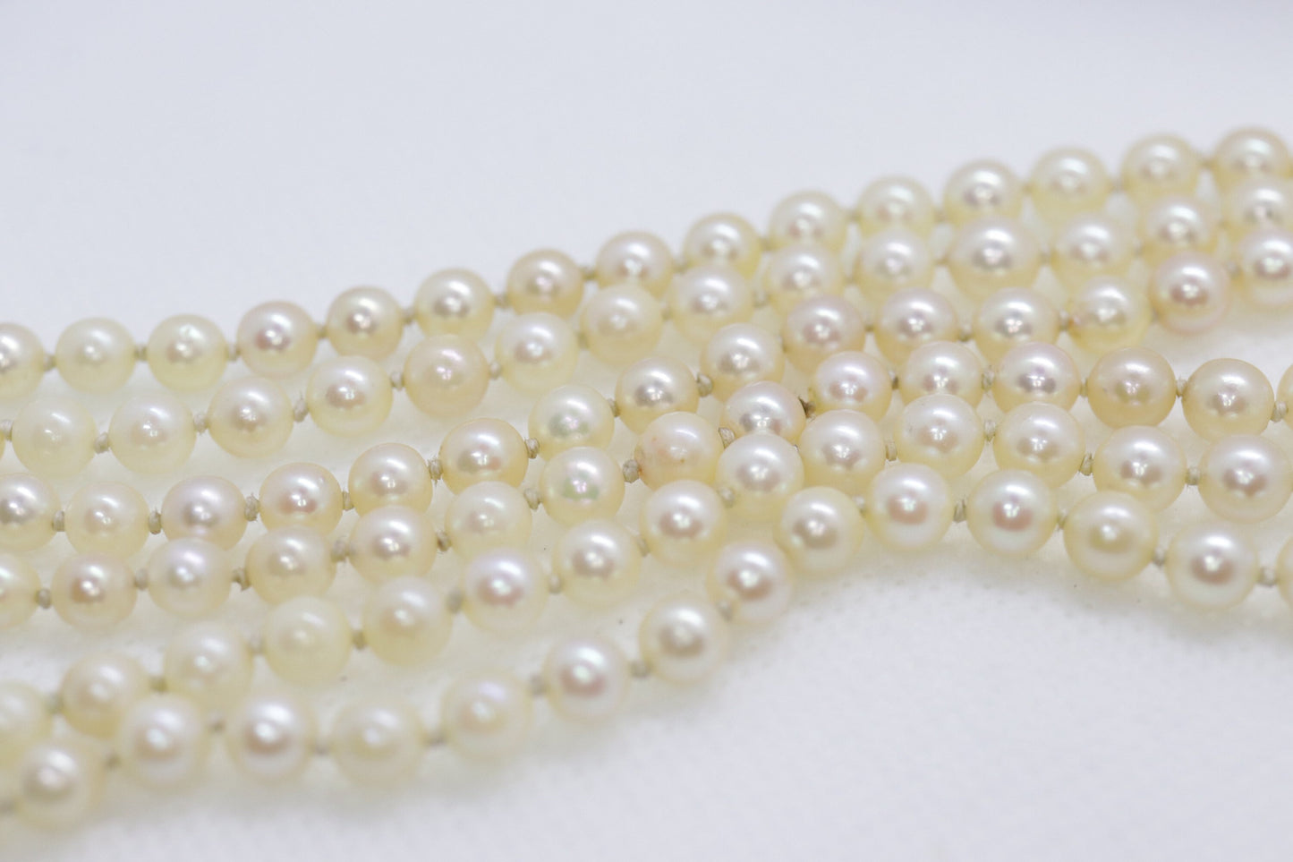 18k Sapphire Ruby Diamond Graduated Saltwater Pearl triple thread necklace.