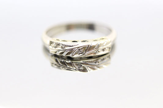 Vintage 14K White Gold Wedding Band 2mm. Sz 6.75 Promise band, engagement, gold ring, stackable ring, minimalist