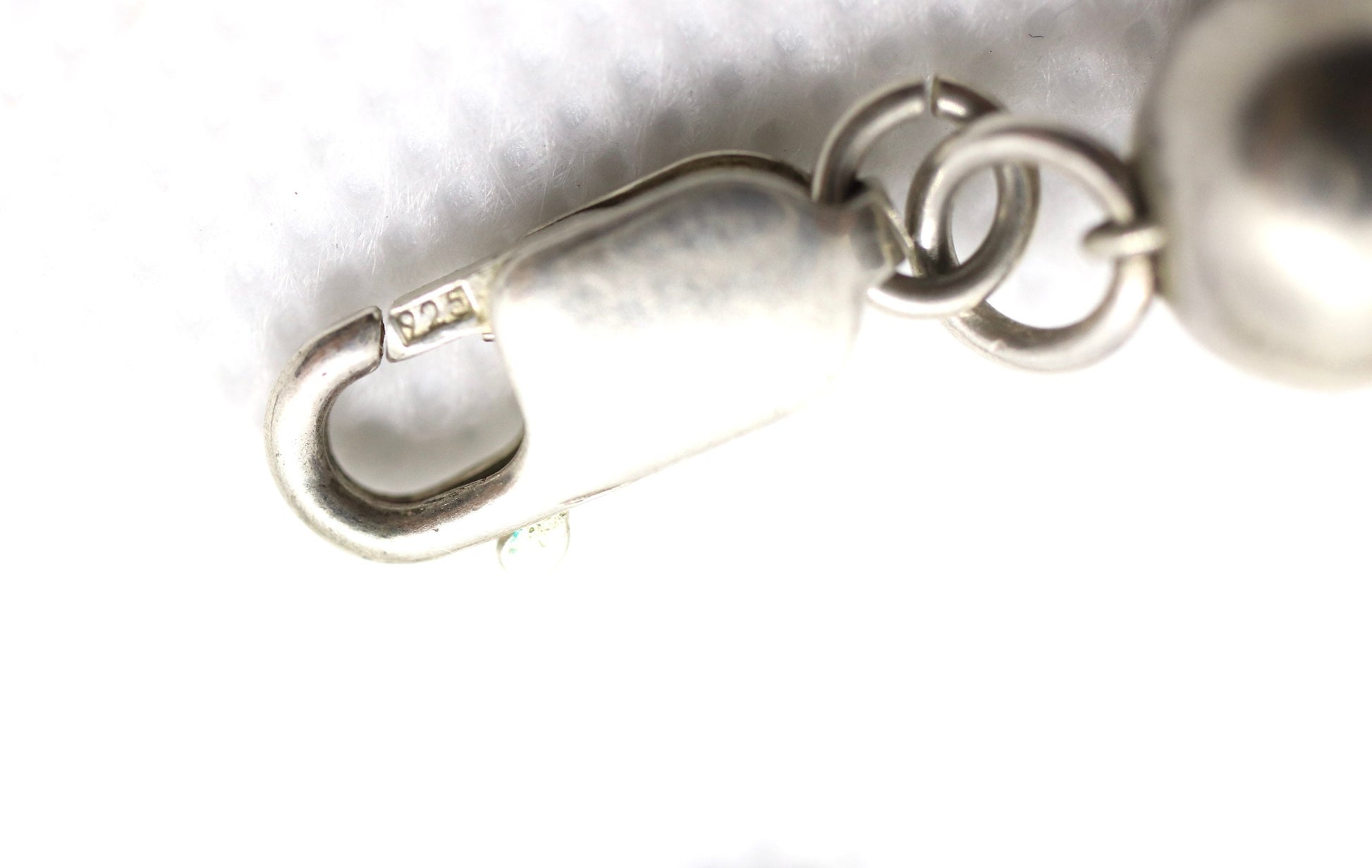 Sterling Silver 925 Bead Necklace. Heavy 8mm beads and 18in length