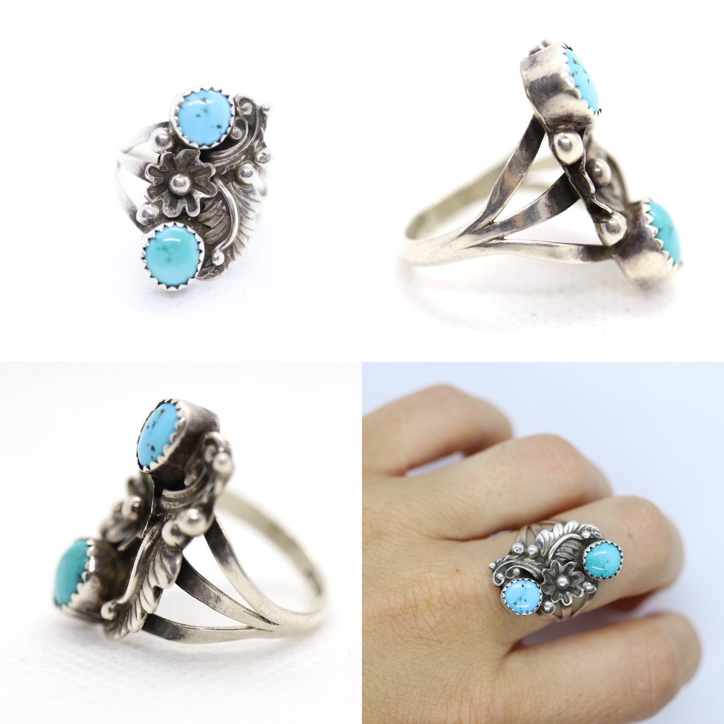 Vintage Turquoise Navajo Rings. Sterling Silver 925 Southwestern rings