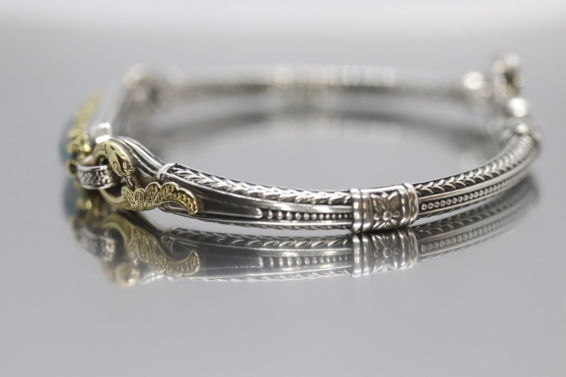 KONSTANTINO Bracelet with Chrysocolla Doublet. 18k and sterling Silver Bracelet Iliada Stones Collection (455)