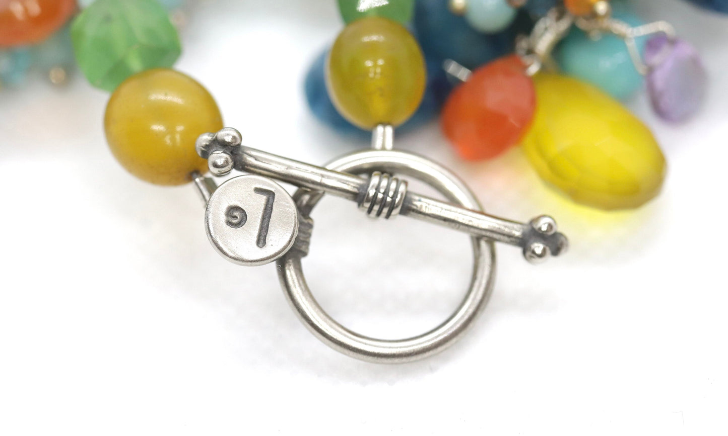 Laura Gibson Necklace. Gibson Sterling Silver Amazonite Dangling Candy multi-gem necklace (170)
