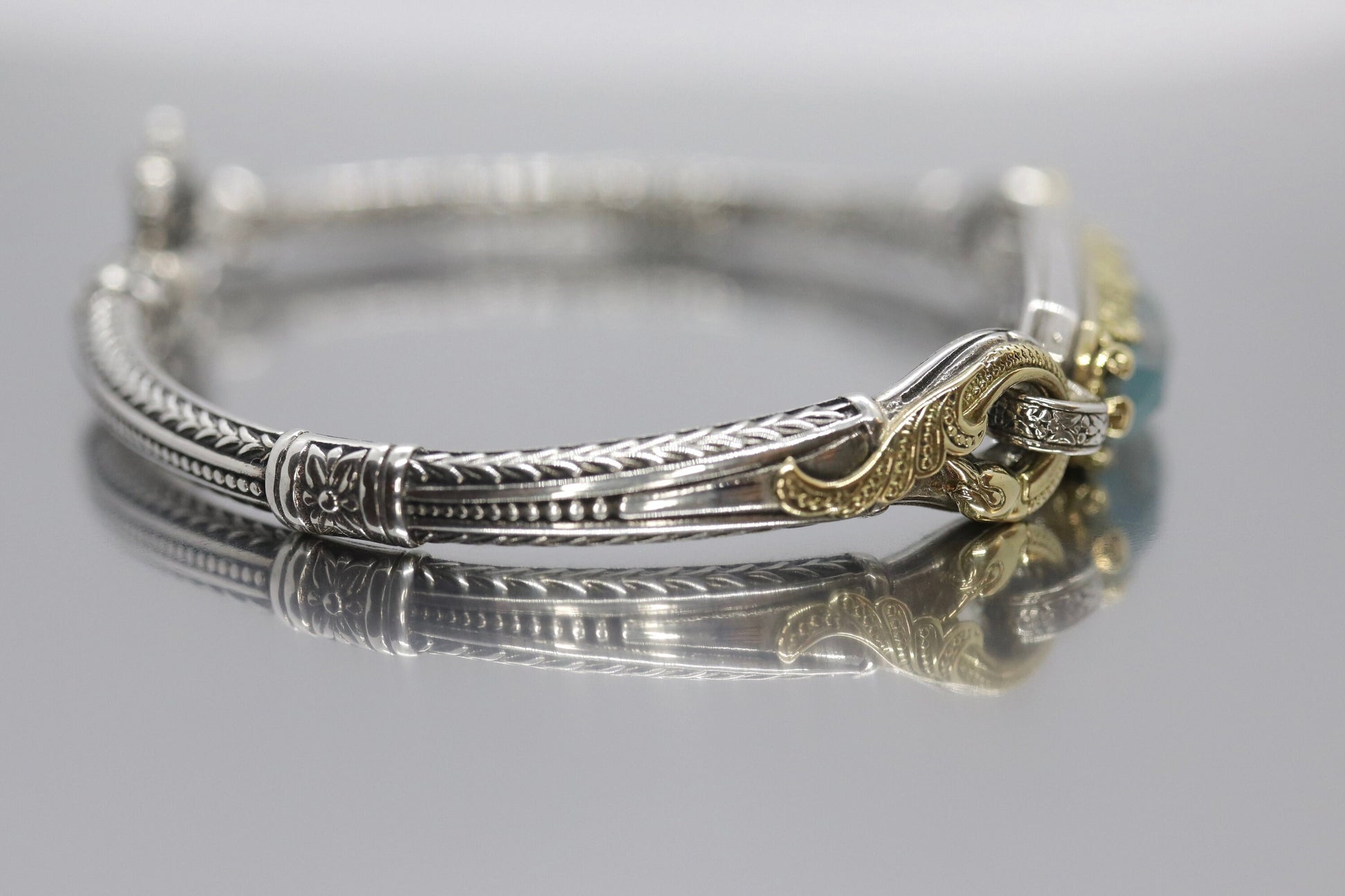 KONSTANTINO Bracelet with Chrysocolla Doublet. 18k and sterling Silver Bracelet Iliada Stones Collection (455)