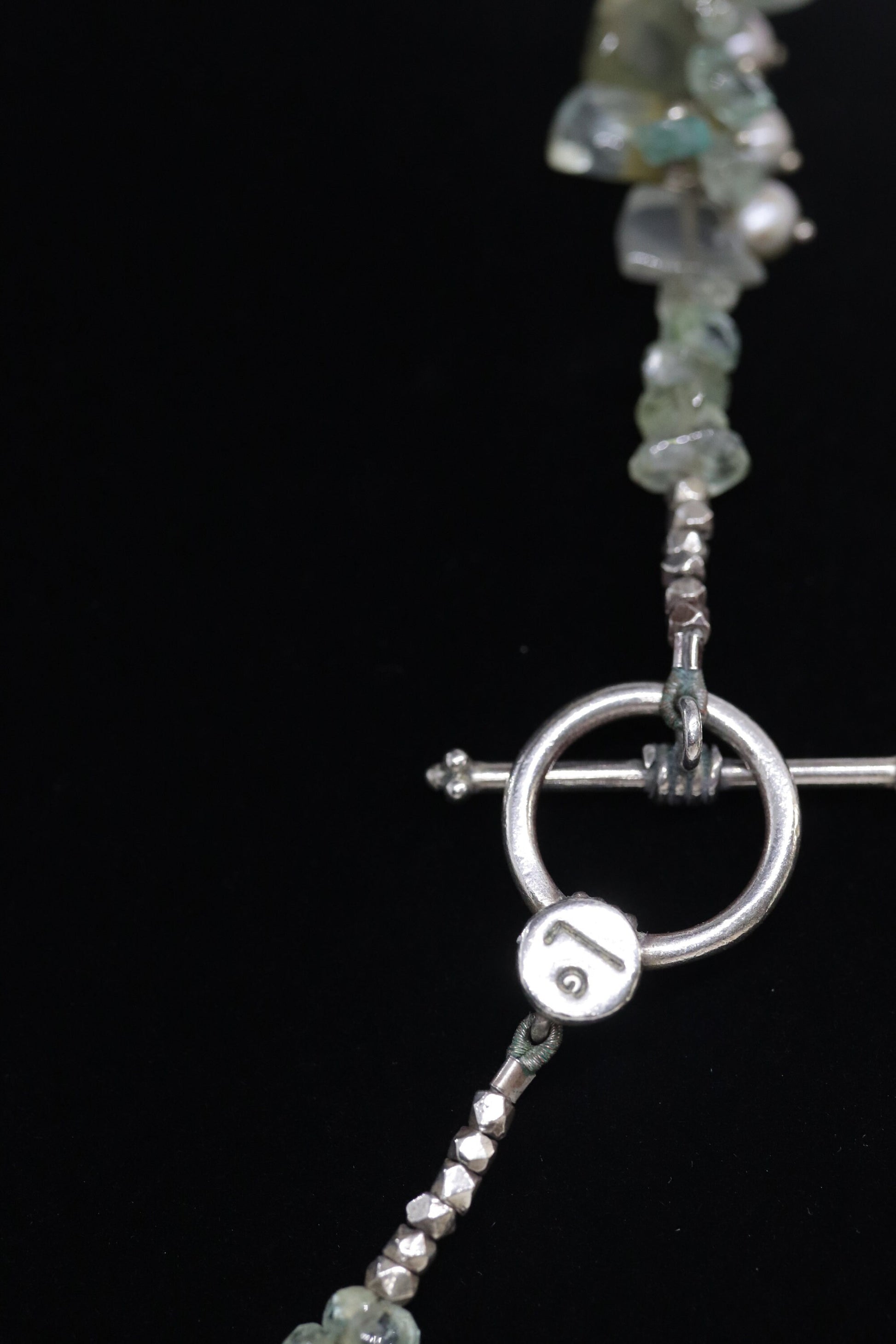 Laura Gibson Necklace. Gibson Sterling Silver  Mother of Pearl Dangling Candy multi-gem necklace (459)