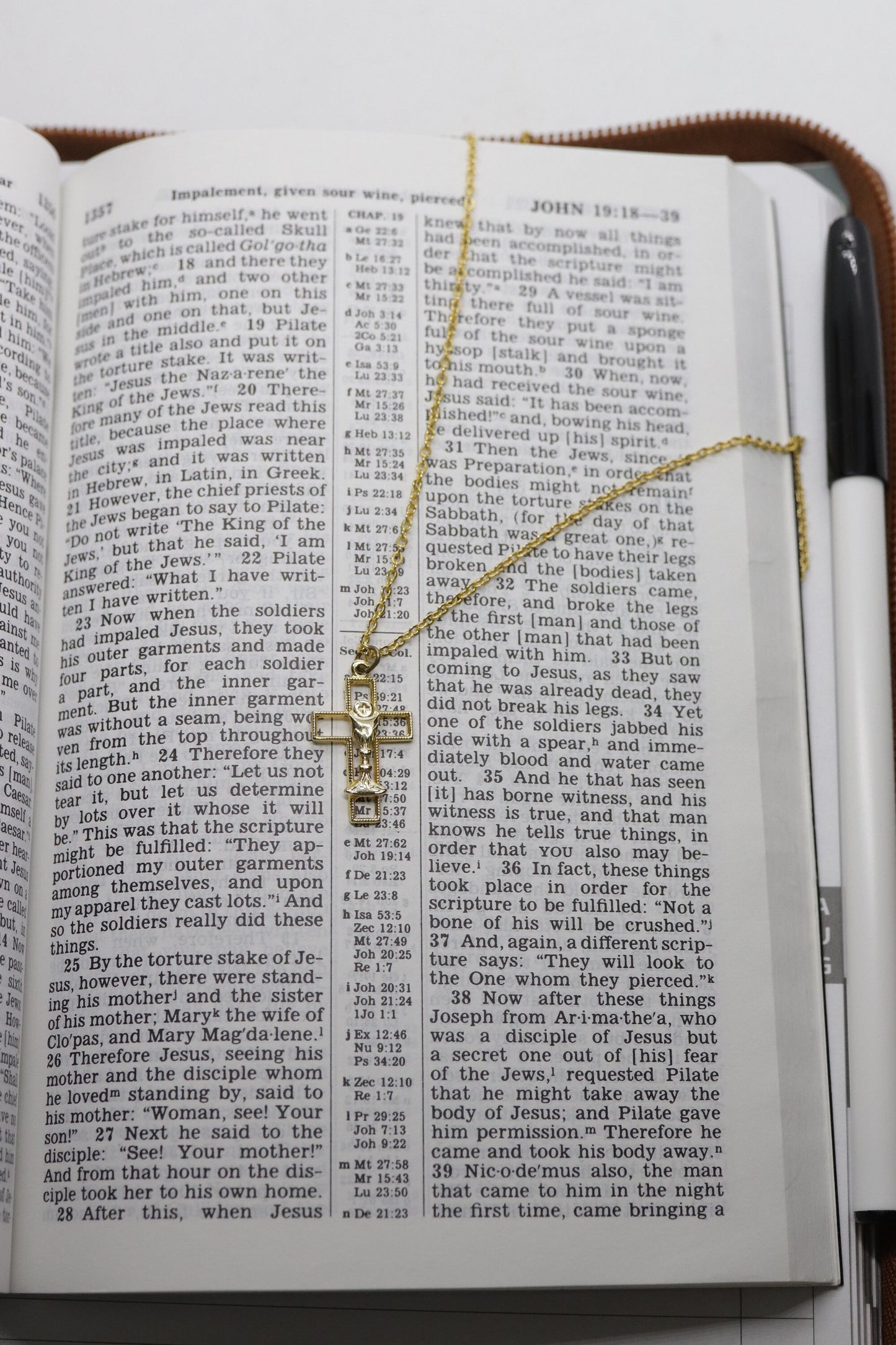 Sterling Silver and 24k Gold plated Cross and Chalice Pendant Necklace