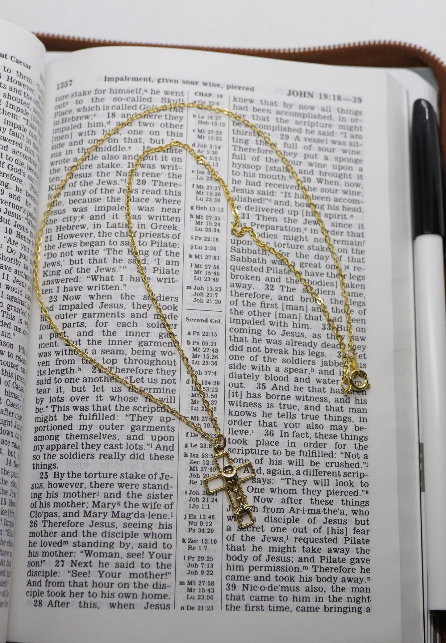 Sterling Silver and 24k Gold plated Cross and Chalice Pendant Necklace