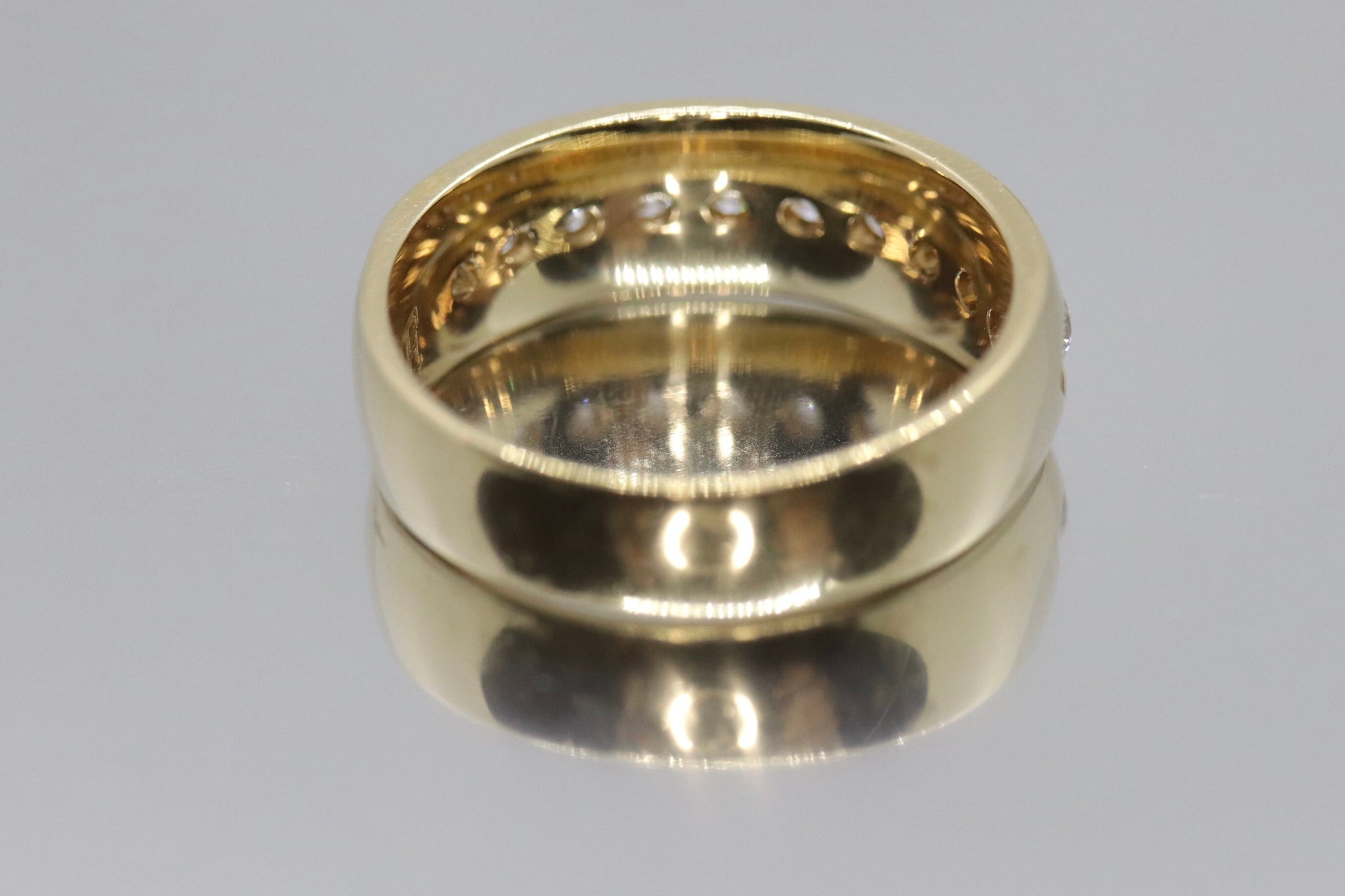 14k Channel Diamond Wedding eternity Band. Mens diamond channel eternity ring 1.0 ctw. Comfort fit.