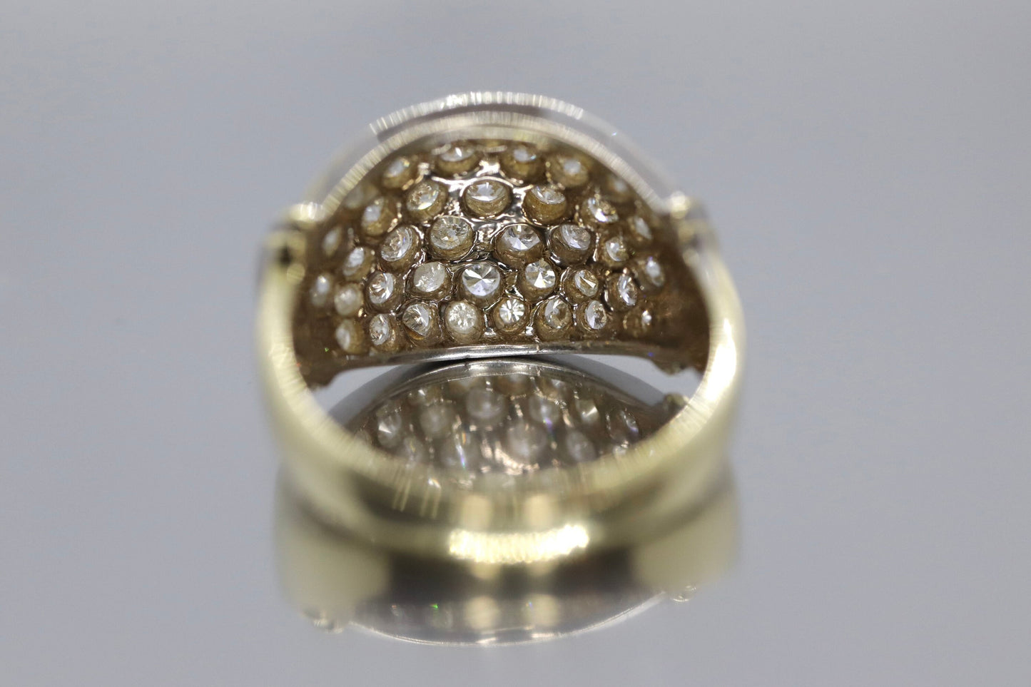 14k Diamond Cluster Bombe Dome Ring. Contemporary Diamond cluster dome cocktail ring.