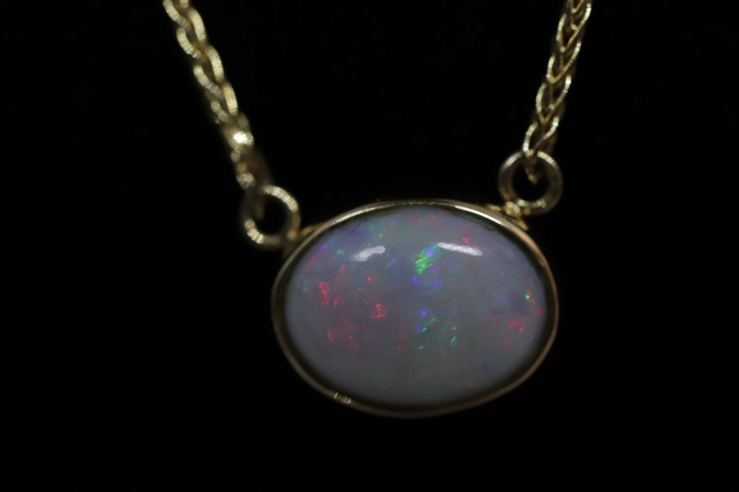 14k Bezel Australian OPAL Necklace.