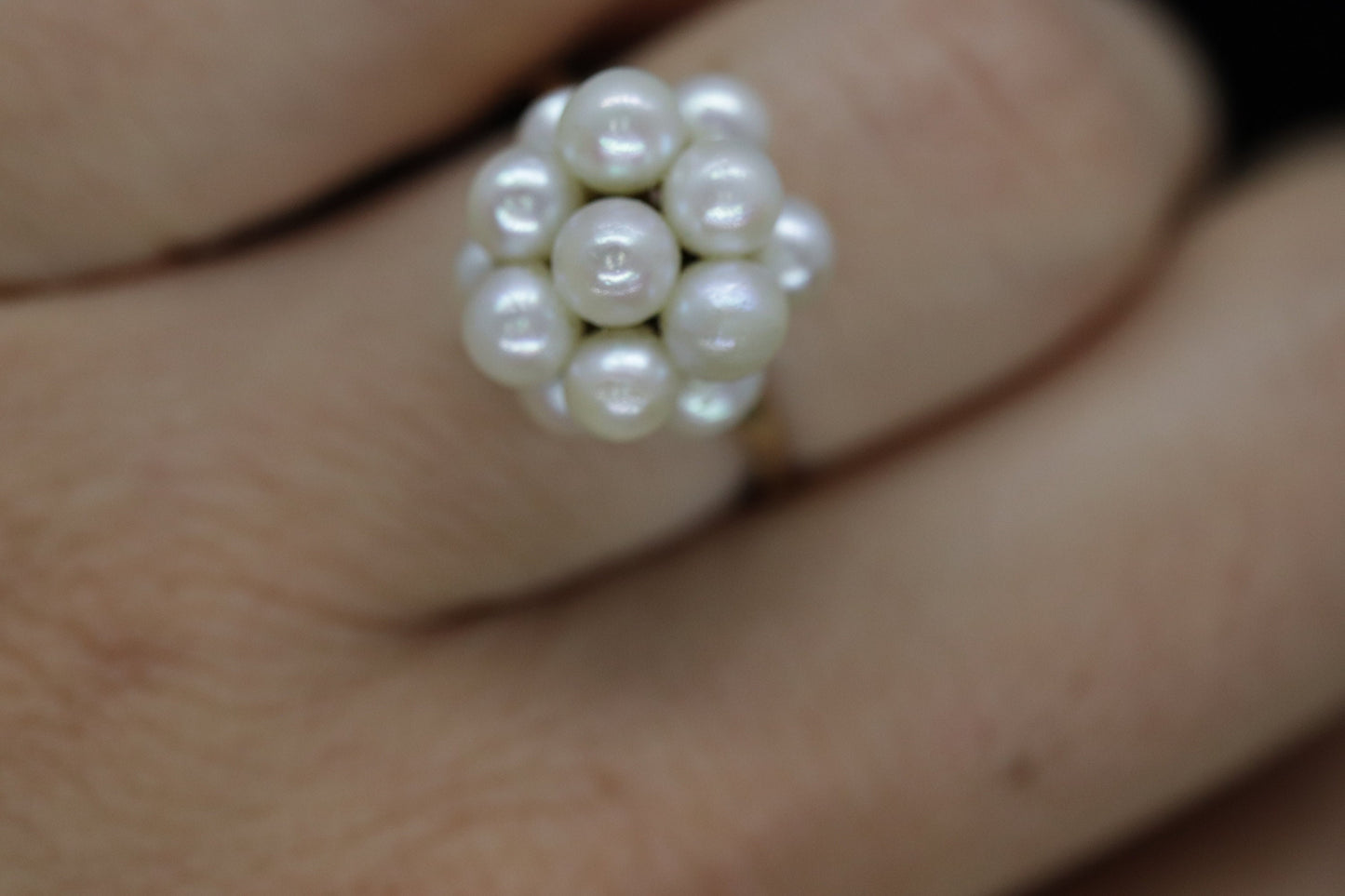 14k Pearl Cluster Ring. Size 6 4mm pearls