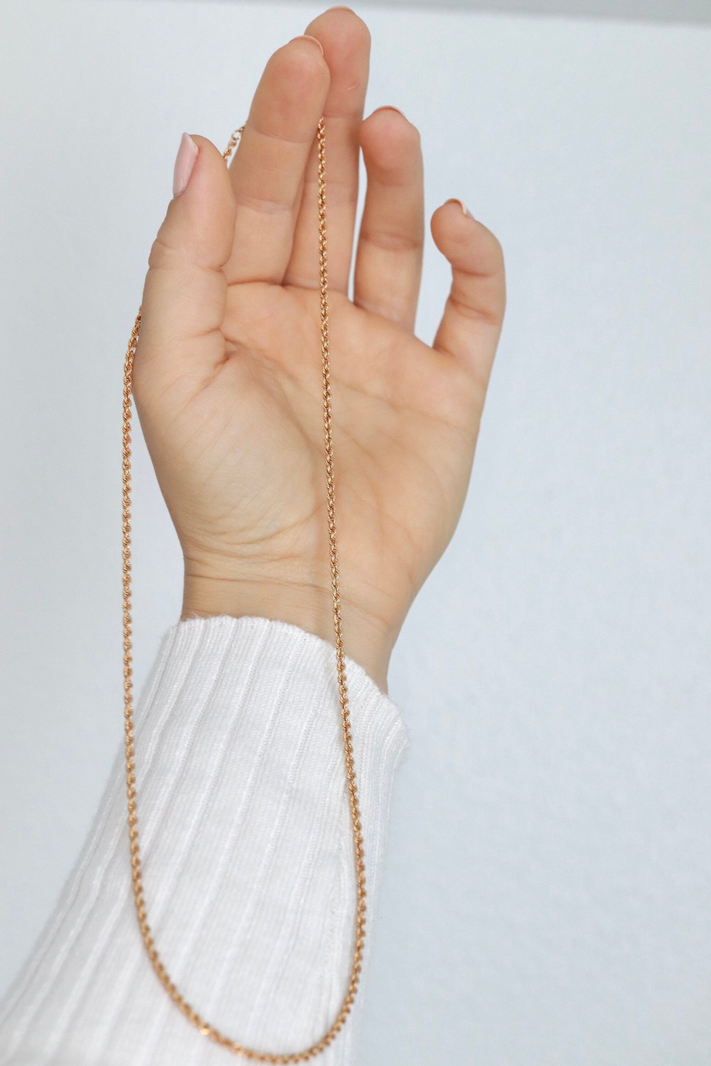 14k Rope Necklace. PERU 14k Hollow rope necklace. 20in 2mm wide