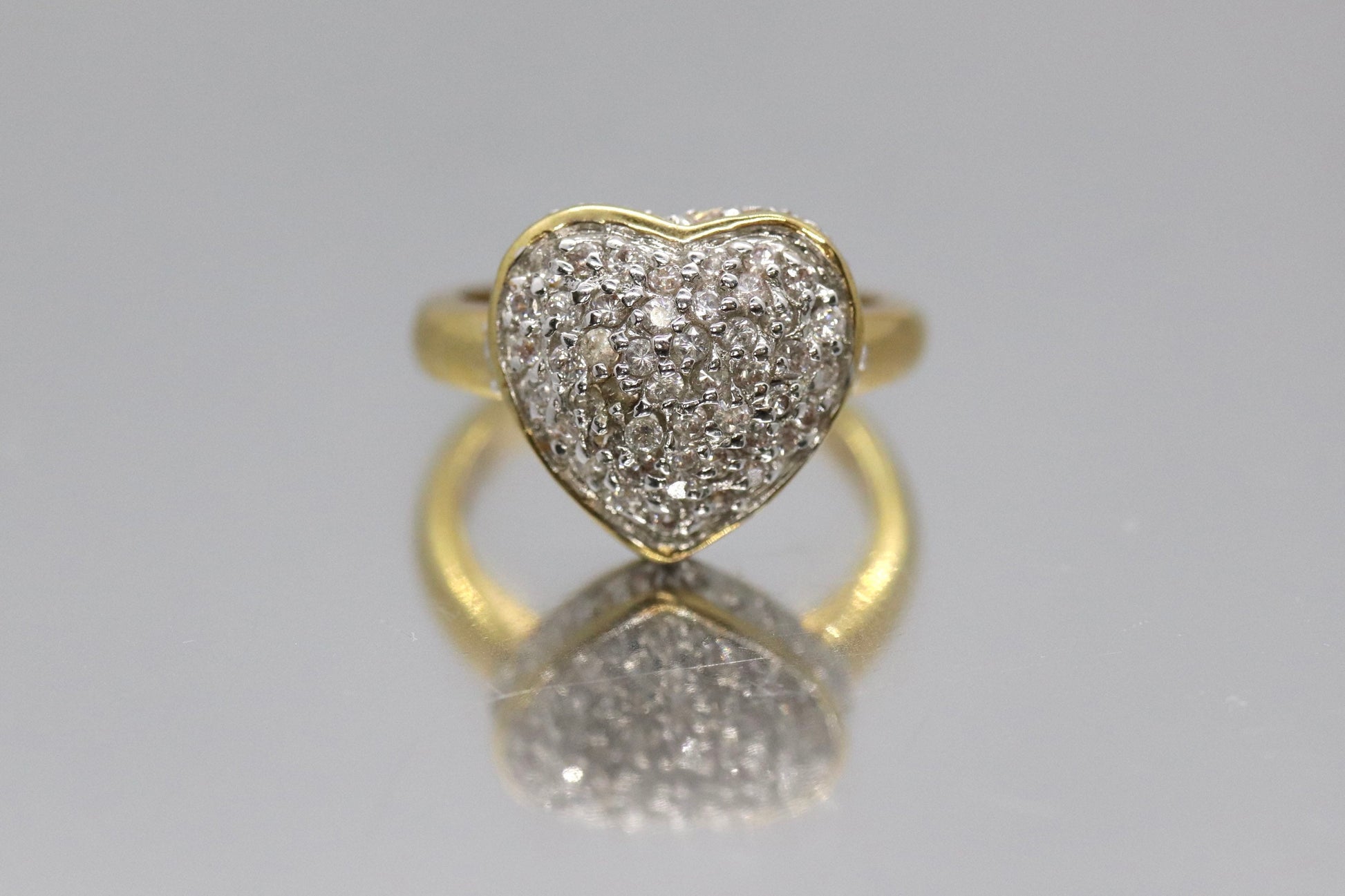 Vintage CZ Heart Ring. 14k HGE ring