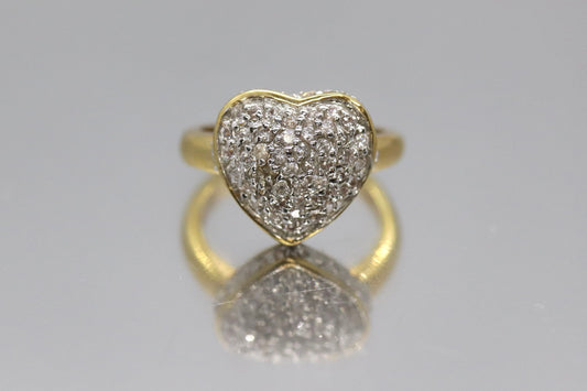 Vintage CZ Heart Ring. 14k HGE ring