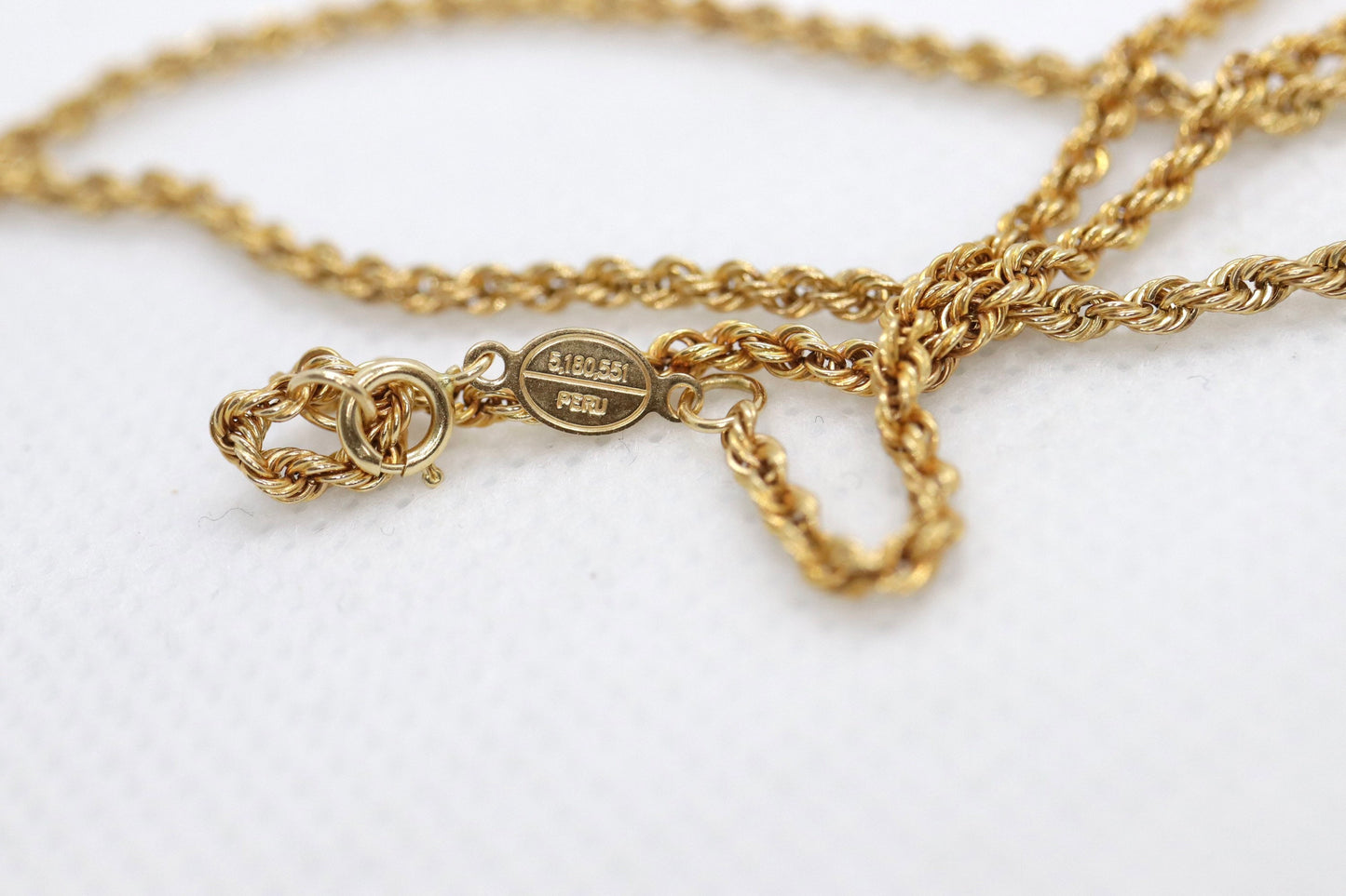 14k Rope Necklace. PERU 14k Hollow rope necklace. 20in 2mm wide