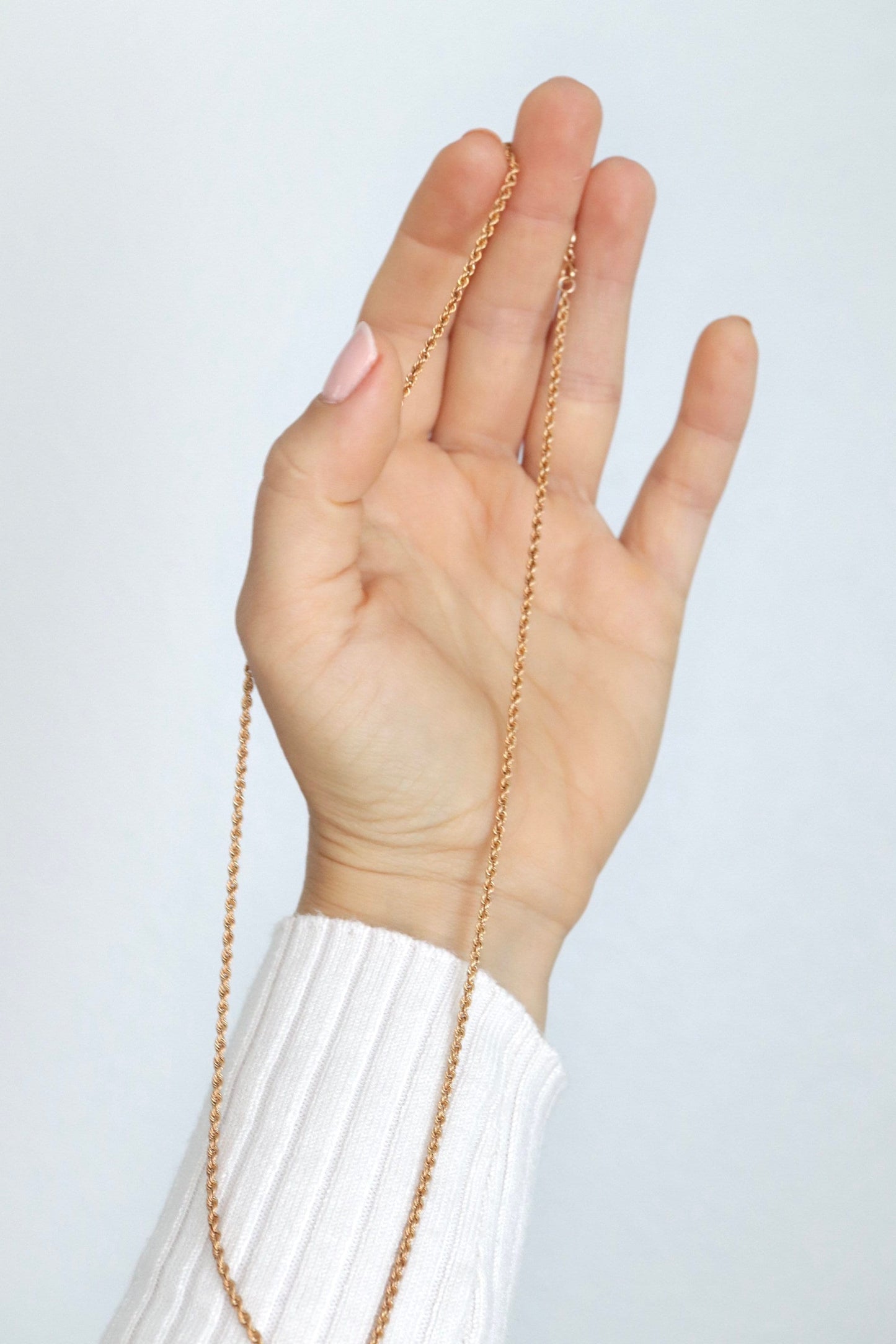 14k Rope Necklace. PERU 14k Hollow rope necklace. 20in 2mm wide