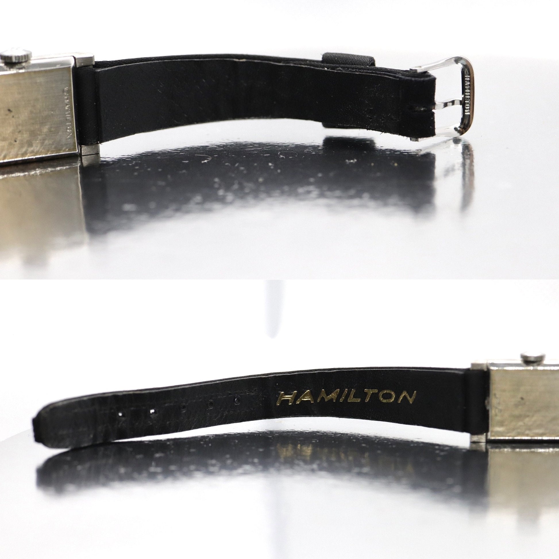 HAMILTON Watch. 14k White Gold Rectangle Ladies Hamilton mechanical wristwatch. 8345 Nevette