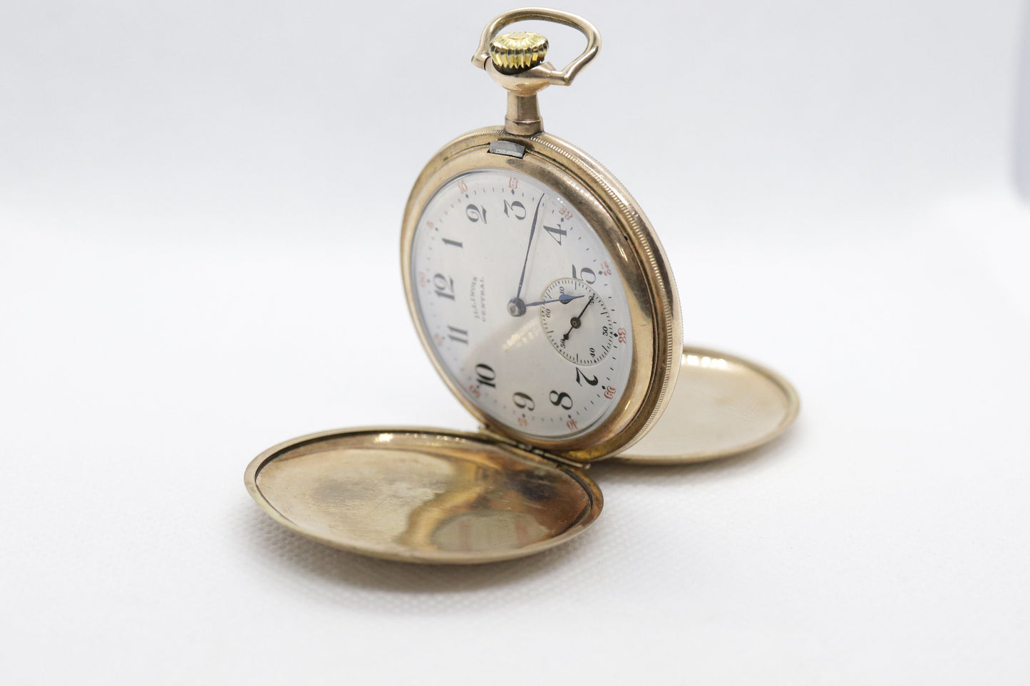 Illinois Central Pocket Watch. Gold Tone Embossed Pocket Watch