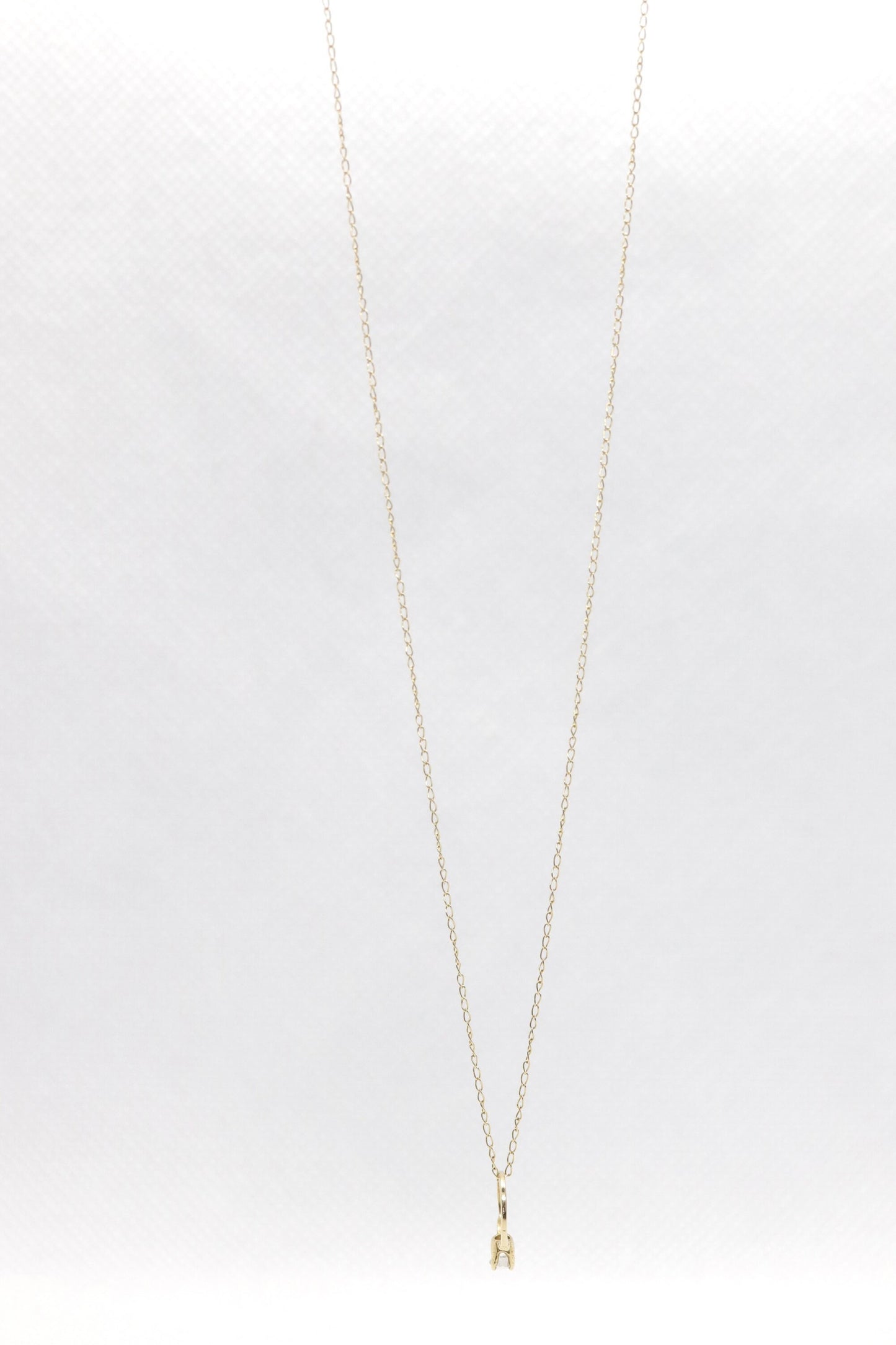 14k Engagement Ring Charm Necklace. Tiny engagement ring CZ Pendant. 18in Rolo Necklace