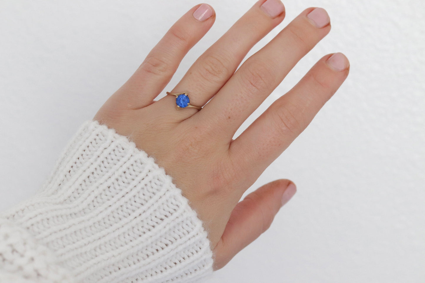 10k Round Blue Spinel ring. 10k Yellow Gold Blue Spinel Solitaire Ring