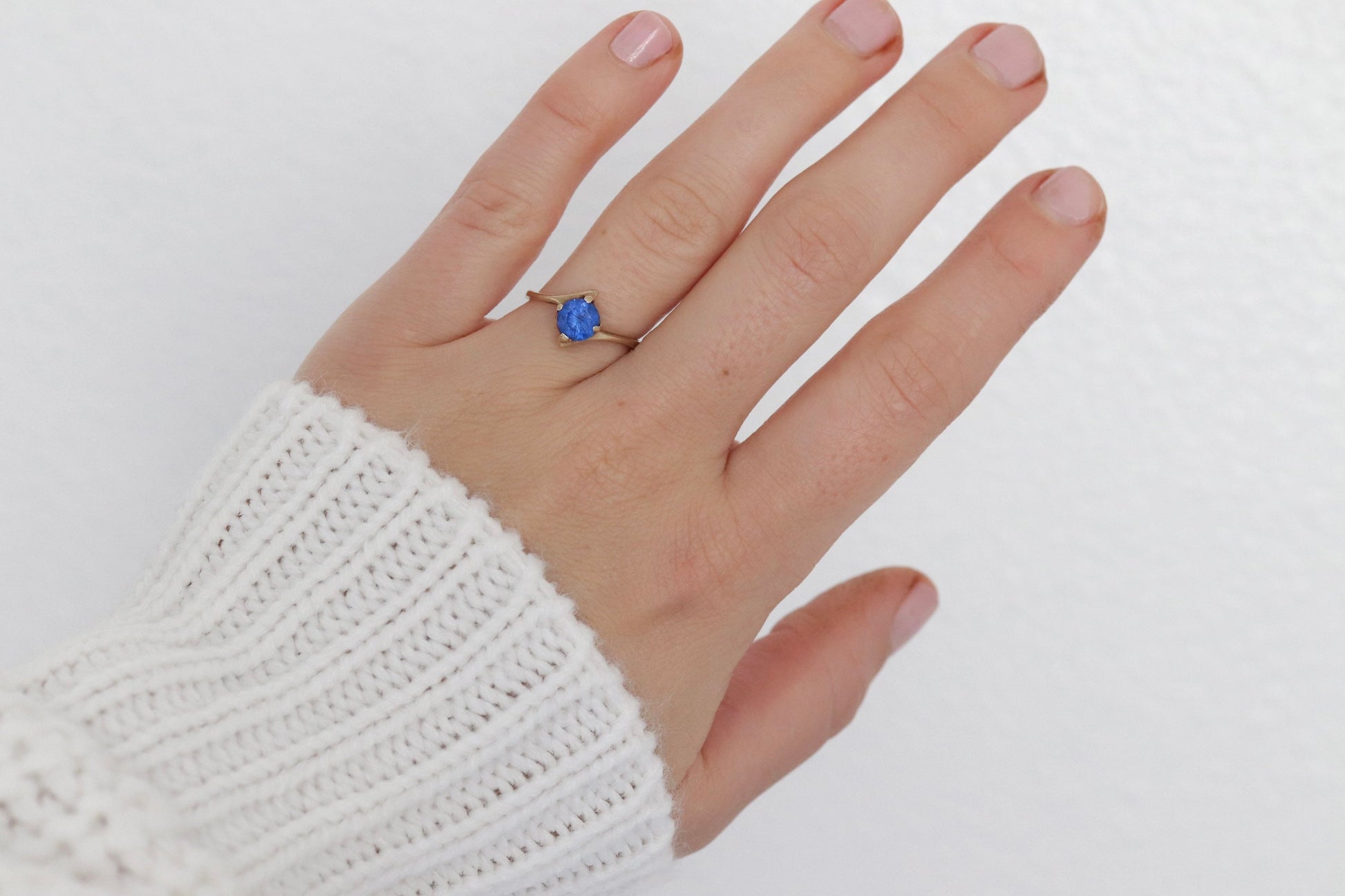 10k Round Blue Spinel ring. 10k Yellow Gold Blue Spinel Solitaire Ring
