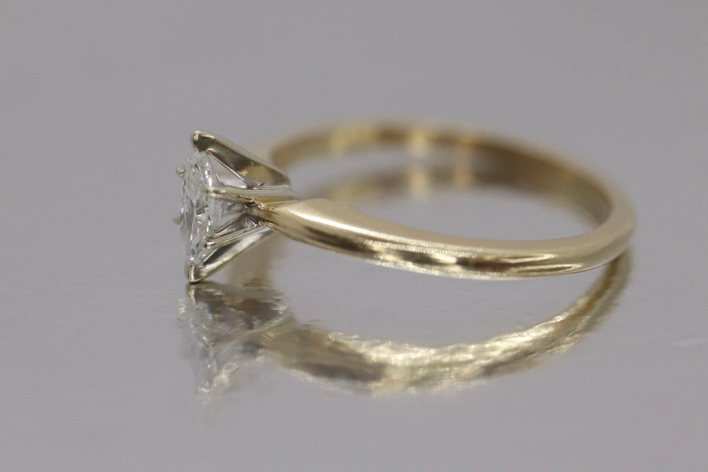 Marquise Diamond Solitaire Ring . 14k Diamond Petite 0.18ct Engagement Ring