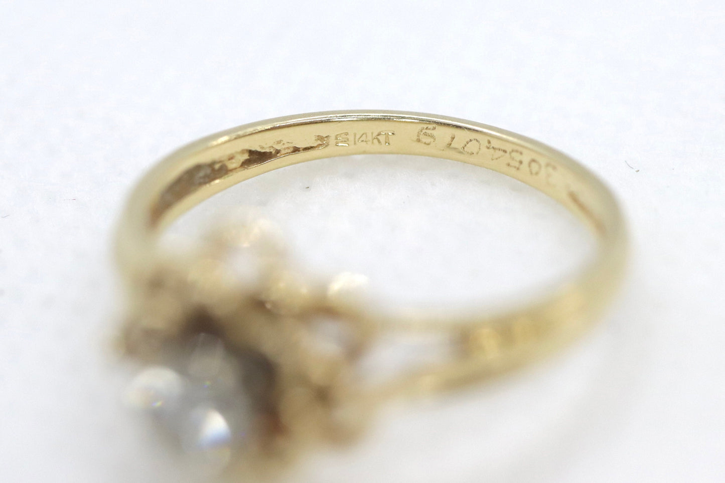 Vintage JR Wood and Sons 14k Gold Diamond Flower band Ring. Jr Wood Diamond solitaire.