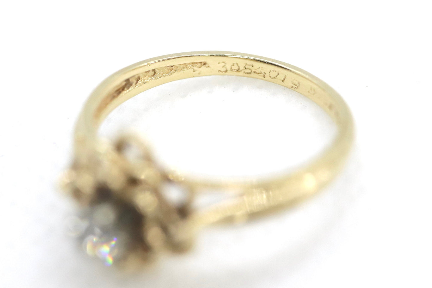 Vintage JR Wood and Sons 14k Gold Diamond Flower band Ring. Jr Wood Diamond solitaire.