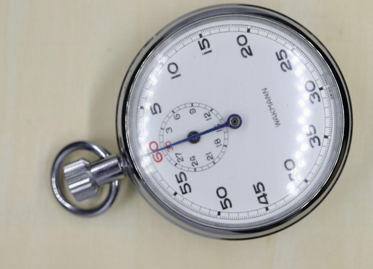 WAKMANN Manual Timer. Vintage Pocket Watch Timer Silver tone