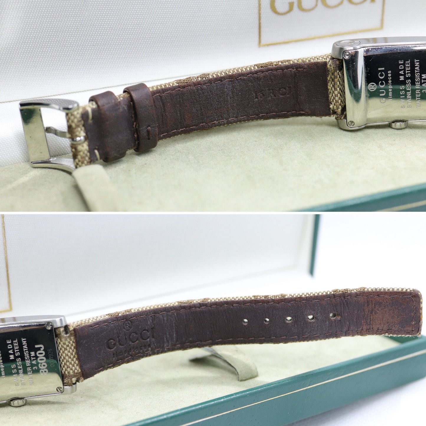 Vintage GUCCI 8600J Quartz Canvas and Leather Watch Timepiece