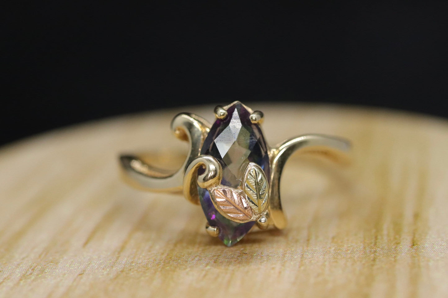 Black Hills Gold Ring. 10k Multi-Tone Mystic Topaz Black Hills Gold Statement Ring.
