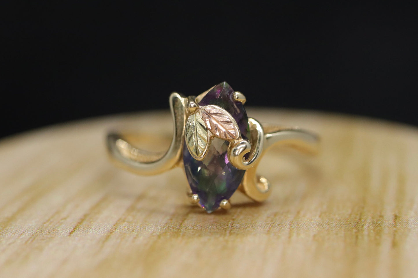 Black Hills Gold Ring. 10k Multi-Tone Mystic Topaz Black Hills Gold Statement Ring.