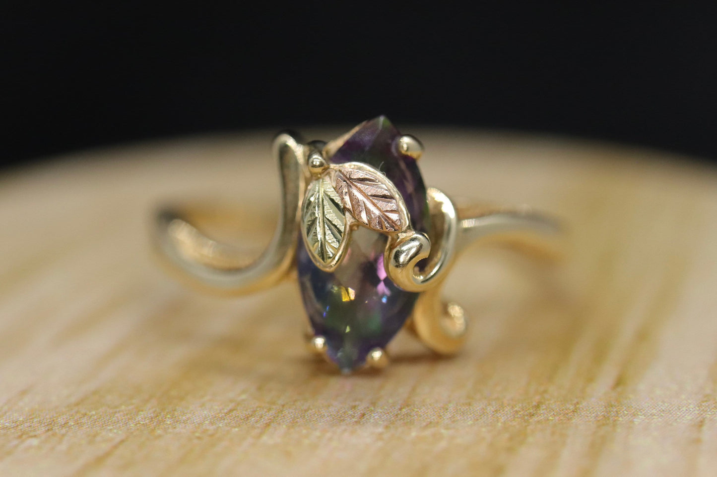 Black Hills Gold Ring. 10k Multi-Tone Mystic Topaz Black Hills Gold Statement Ring.
