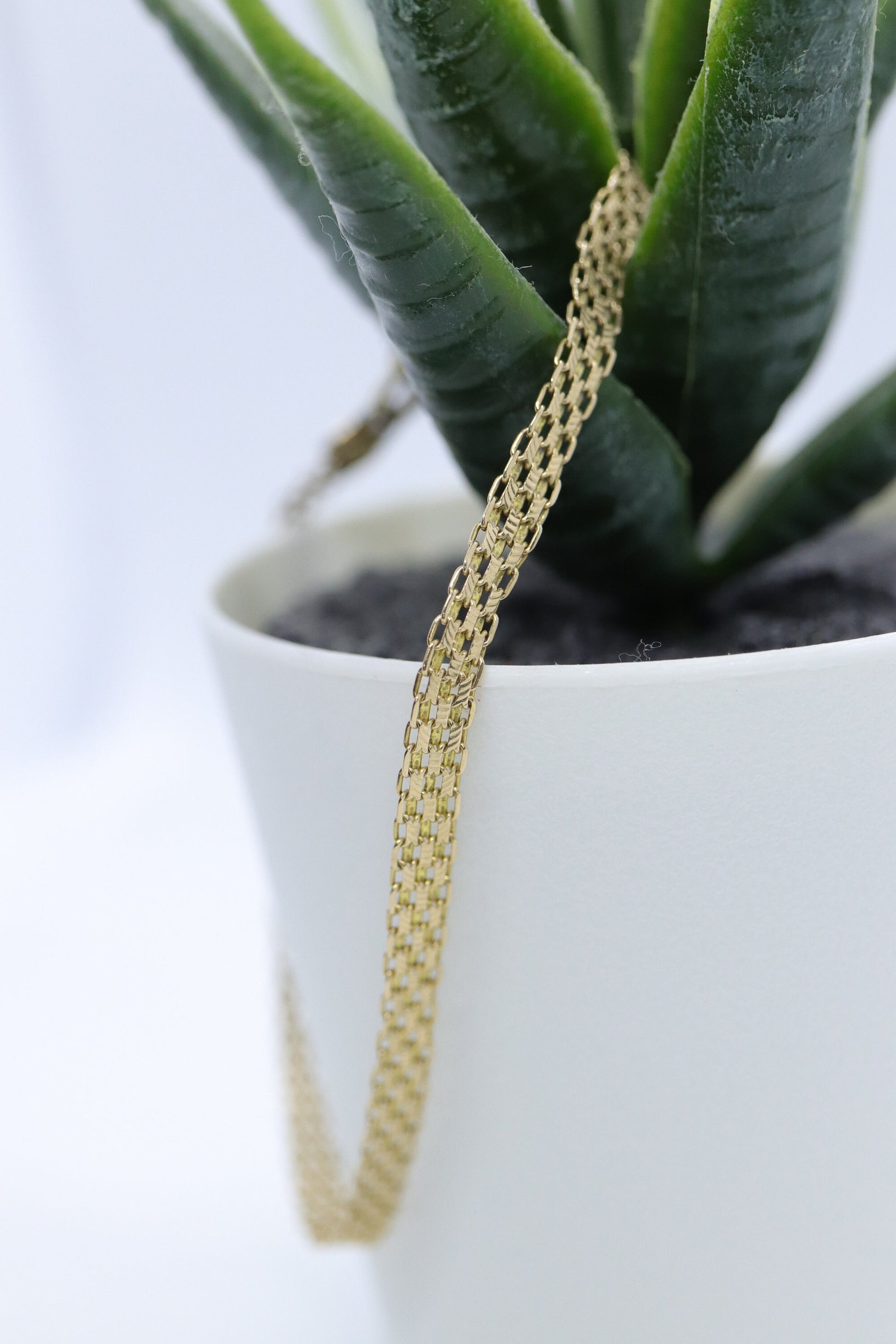 10k Bismark Chain Mesh Bracelet. 3 Row Mesh link Yellow gold Bracelet.