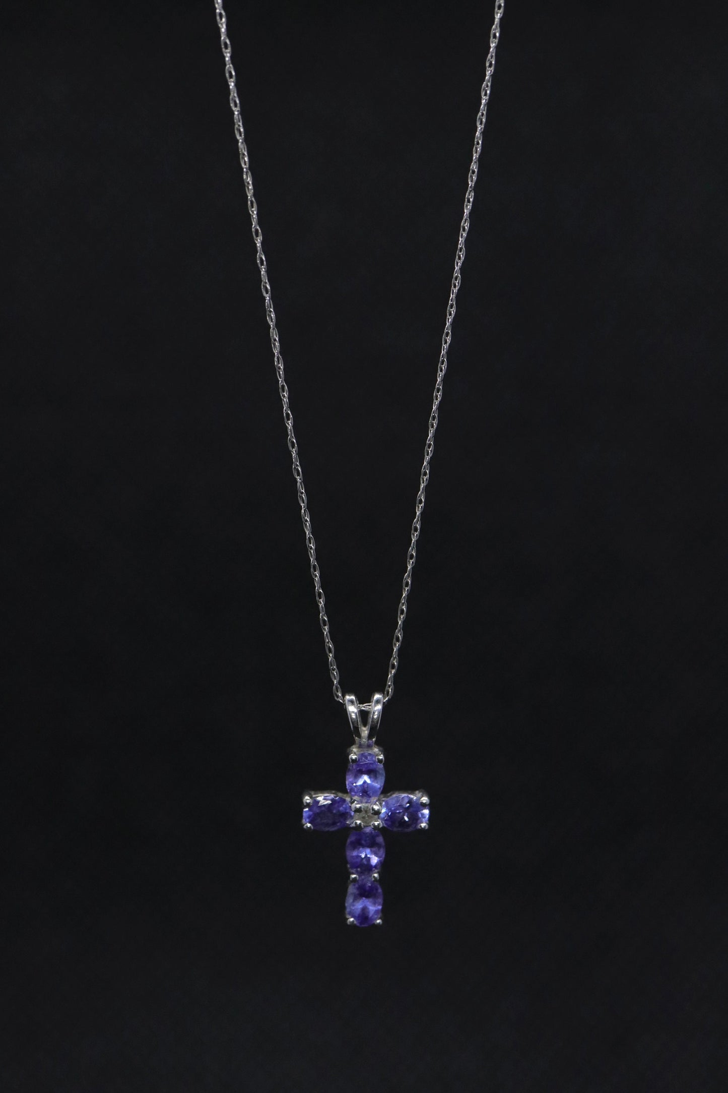 10k Tanzanite and diamond Cross Pendant. Crucifix Christian diamond necklace